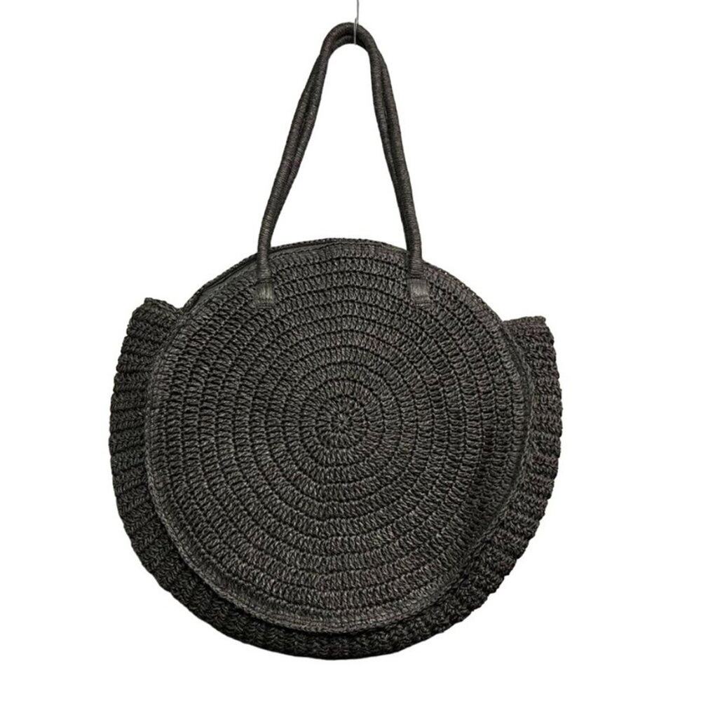 Elegant Black Woven Tote Bag
